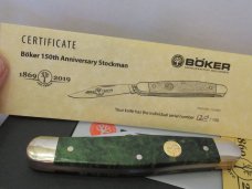 Boker Green Curly Birch Single Blade Stockman  Serial # 120 of 150 Celebrating 150 years of Boker