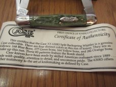 Case Classic 1994 Split Back Green Bone Whittler Pattern # 63083 Serial # 018 of 177 Made