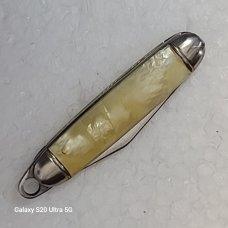 RARE! VINTAGE USA TINY KNIFE TIN CAP KEY RING FOB POCKET KNIFE