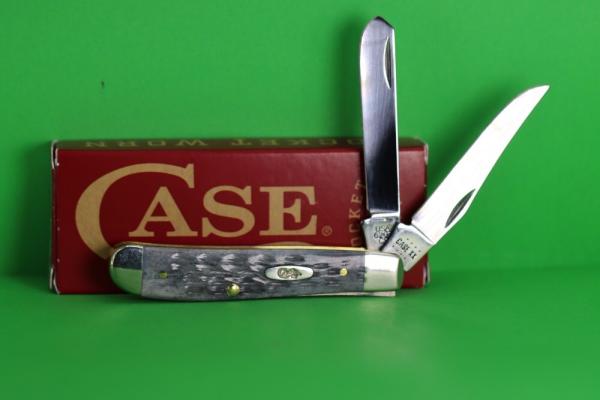 Case XX™ Pocket Worn Crandall Jigged Gray Bone Mini trapper Carbon Steel  6207CS