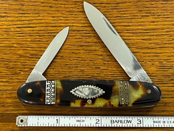 Fight'n Rooster Frank Buster2-Blade Pen Knife w/Tortoise Schell Scales Germany