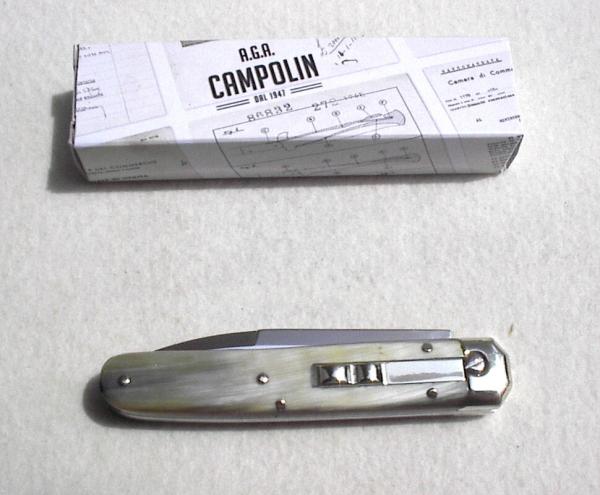 NEW AGA BARON 8" AUTOMATIC 2 TONE BRAZILIAN HORN CAMPOLIN, ITALY NICKEL SILVER COMPONENTS - W/BOX