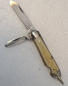 RARE! VINTAGE 1920's TINY JACK KNIFE/A 2" CRACKED ICE HANDLE/A  1.5" & 1" BLADEs