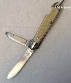 RARE! VINTAGE 1920's TINY JACK KNIFE/A 2" CRACKED ICE HANDLE/A  1.5" & 1" BLADEs