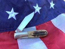 Schatt & Morgan Barlow Knife w/ Nice Bone Handles -Nice Carbon Blades -NOS & NM