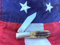 Schatt & Morgan Barlow Knife w/ Nice Bone Handles -Nice Carbon Blades -NOS & NM