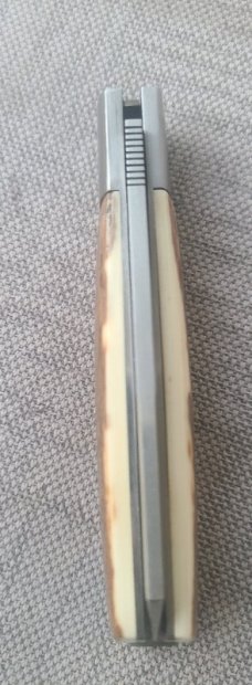 Vincenzo Balistreri Bark Mammoth Ivory White Wolf Taillock,4"...440C.. bolsters ..filework..coa.slip