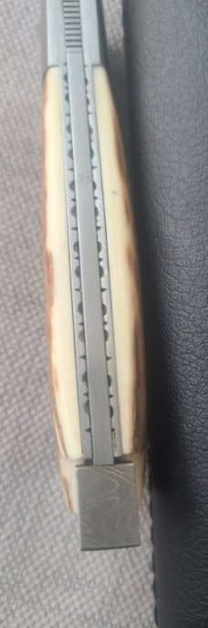 Vincenzo Balistreri Bark Mammoth Ivory White Wolf Taillock,4"...440C.. bolsters ..filework..coa.slip