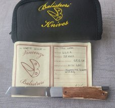 Vincenzo Balistreri Bark Mammoth Ivory White Wolf Taillock,4"...440C.. bolsters ..filework..coa.slip