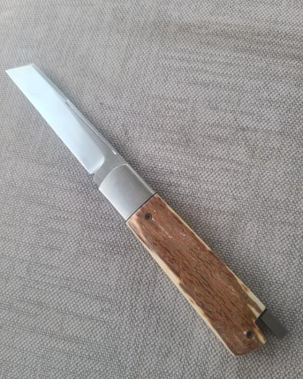 Vincenzo Balistreri Bark Mammoth Ivory White Wolf Taillock,4"...440C.. bolsters ..filework..coa.slip