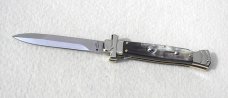 NEW A.G.A. CAMPOLIN 9" AUTOMATIC MALTESE BRAZILIAN HORN MODIFIED BAYONET BLADE SOLID N/S BOLSTERS