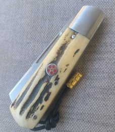 Vincenzo Balistreri Sambar Stag White Wolf Slipjoint 4"..Rwl34...interior lanyard pin..Bea..coa.slip