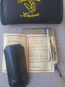 Vincenzo Balistreri Sambar Stag White Wolf Slipjoint 4"..Rwl34...interior lanyard pin..Bea..coa.slip