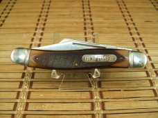 SCHRADE OLD TIMER 858 LUMBERJACK USA MADE VINT. OLDER HIGH CARBON STEEL BLADES POCKET KNIFE & SHEATH