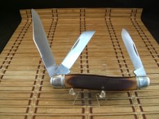 SCHRADE OLD TIMER 858 LUMBERJACK USA MADE VINT. OLDER HIGH CARBON STEEL BLADES POCKET KNIFE & SHEATH