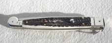  AGA CAMPOLIN 12" AUTO ITALIAN SICILIANO FIGHTING KNIFE GENUINE STAG 4 MIL BLADE N/S BOLSTER