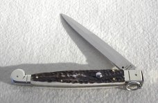  AGA CAMPOLIN 12" AUTO ITALIAN SICILIANO FIGHTING KNIFE GENUINE STAG 4 MIL BLADE N/S BOLSTER
