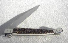  AGA CAMPOLIN 12" AUTO ITALIAN SICILIANO FIGHTING KNIFE GENUINE STAG 4 MIL BLADE N/S BOLSTER
