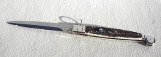  AGA CAMPOLIN 12" AUTO ITALIAN SICILIANO FIGHTING KNIFE GENUINE STAG 4 MIL BLADE N/S BOLSTER