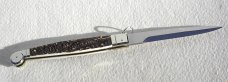  AGA CAMPOLIN 12" AUTO ITALIAN SICILIANO FIGHTING KNIFE GENUINE STAG 4 MIL BLADE N/S BOLSTER