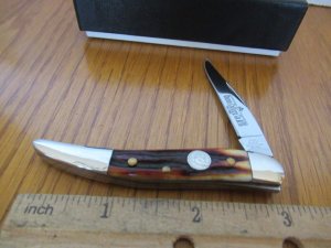 Queen Amber Carved Stag Bone Texas Toothpick Model # 16