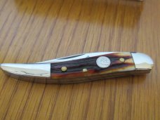 Queen Amber Carved Stag Bone Texas Toothpick Model # 16