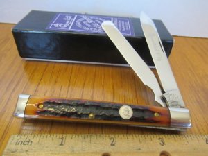 Queen Amber Carved Stag Bone Doctors Knife Pattern #96S