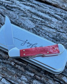 CASE XX ** 2023 CHRISTMAS OLD RED MINI COPPERLOCK WITH JOYFUL ARTWORK