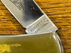 Parker Cut. Co. 1986 Statue of Liberty Stainless Steel Lockback Knife w/Gold Celluloid Scale Japan 