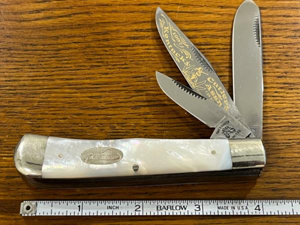 Fight'n Rooster Ltd Ed 1997 Kentucky Cutlery Assoc 3-Blade Trapper Knife w/MOP Scales SN#10 Germany