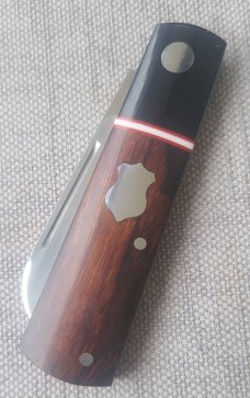 Steenkamp Sheepsfoot Barlow..M390..Ironwood scales....micarta Bolstesters.. spacer...slip.pouch.coa