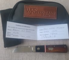 Steenkamp Sheepsfoot Barlow..M390..Ironwood scales....micarta Bolstesters.. spacer...slip.pouch.coa