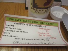 Great Eastern 2009 ELK Pioneer Trapper Pattern # 235108