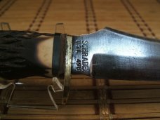 SCHRADE U.S.A. 498 "GOLD RUSH" 49'ER VINTAGE OLDER HIGH CARBON STEEL FIXED BLADE USED HUNTING KNIFE 