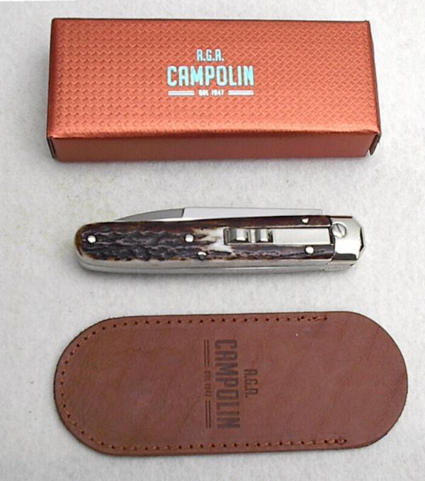 NEW AGA 8" CAMPOLIN ITALY BARON AUTOMATIC GENUINE STAG NICKEL SILVER COMPONTS-W/BOX & POUCH NEW AGA 8" CAMPOLIN ITALY BARON AUTOMATIC GENUINE STAG NICKEL SILVER COMPONTS-W/BOX & POUCH