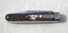 NEW AGA 8" CAMPOLIN ITALY BARON AUTOMATIC GENUINE STAG NICKEL SILVER COMPONTS-W/BOX & POUCH