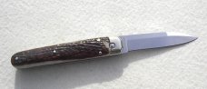 NEW AGA 8" CAMPOLIN ITALY BARON AUTOMATIC GENUINE STAG NICKEL SILVER COMPONTS-W/BOX & POUCH