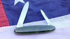  J A Henckels, 2 Blade Pen Knife with Green JADE? Handles