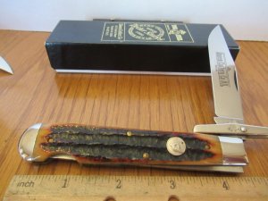 Queen Cutlery Amber Carved Stag Bone Cheetah Pattern # 1L