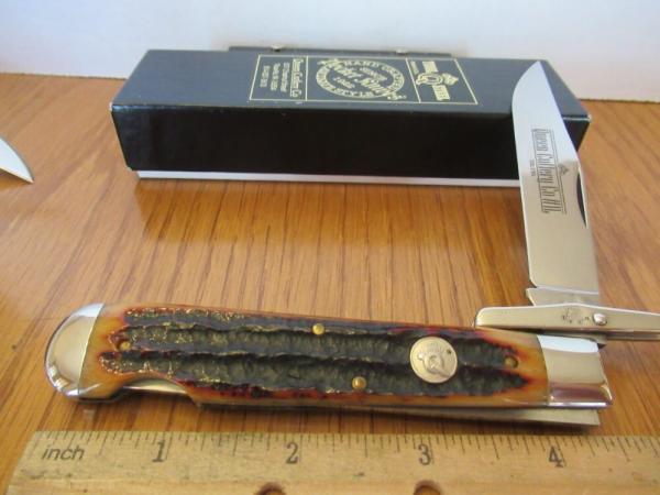 Queen Cutlery Amber Carved Stag Bone Cheetah Pattern # 1L