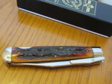 Queen Cutlery Amber Carved Stag Bone Cheetah Pattern # 1L