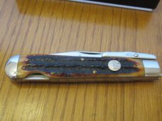 Queen Cutlery Amber Carved Stag Bone Cheetah Pattern # 1L