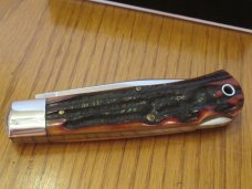 Queen Titusville PA. Amber Carved Stag Bone Mountain Man Pattern # 3