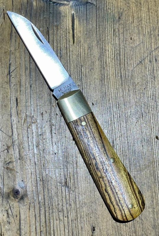 Michael May Classic Sheffield Barlow with a Wharncliffe Blade and Becote scales Michael May Classic Sheffield Barlow with a Wharncliffe Blade and Becote scales