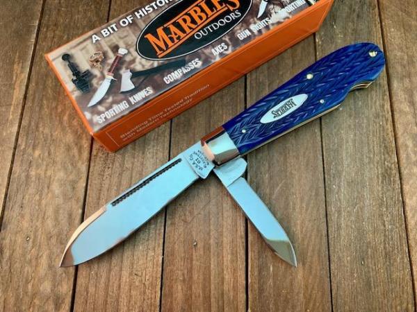 Marbles MSA by Dave Shirley Easy Open Jack Blue Italian Jigged Bone 2001 Marbles MSA by Dave Shirley Easy Open Jack Blue Italian Jigged Bone 2001