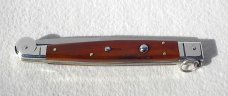 AGA CAMPOLIN 12" AUTO ITALIAN SICILIANO FIGHTING KNIFE SANTOS MAHOGANY WOOD 4 MIL BLADE N/S BOLSTERS