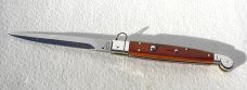 AGA CAMPOLIN 12" AUTO ITALIAN SICILIANO FIGHTING KNIFE SANTOS MAHOGANY WOOD 4 MIL BLADE N/S BOLSTERS