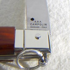 AGA CAMPOLIN 12" AUTO ITALIAN SICILIANO FIGHTING KNIFE SANTOS MAHOGANY WOOD 4 MIL BLADE N/S BOLSTERS