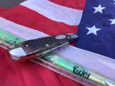 Vintage Ka-Bar 5 1/2” Single Blade Banana Locking Trapper Knife w/ Great Bone Handles -NOS & NM