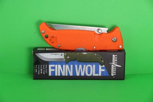 Cold Steel 20NPJ Finn Wolf Folding Knife 3.5" Blade, Blaze Orange Griv-Ex Handles, Lockback